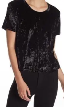 Madison & Berkeley Black Velvet Boxy Short Sleeve Shirt