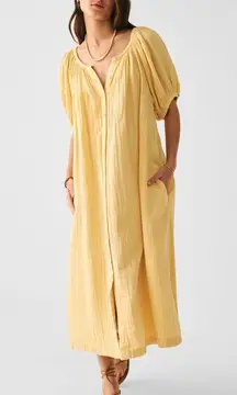 Dream Cotton Gauze Sun-Washed Yellow Women's Midi Dress Size L