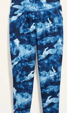 NWT Old Navy Active Powersoft Joggers Size Small Blue Camo Crop High Rise Go-Dry