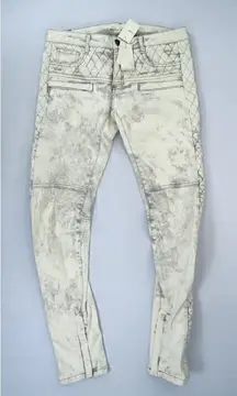 Maje Downtown‎ Denim Skinny Jeans Quilted Pattern Zip Ankle Slim Size 38 (US M)