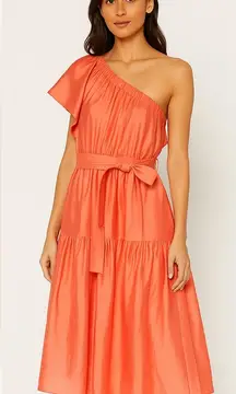 Current Air One Shoulder Midi Dress size S Orange creamsicle color