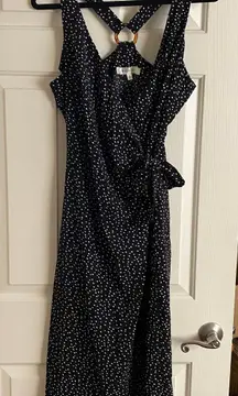 NEW  Black and White Polka-Dot Dress Side Tie Size L