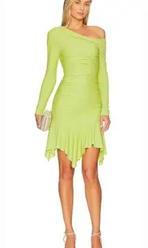 L'Academie  Cachet Mini Dress in Chartreuse