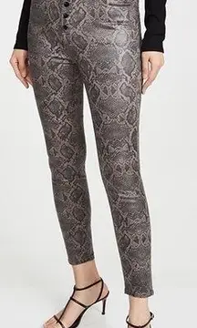 New J Brand Lillie‎ Coated High Rise Skinny Jeans Snake Print Button Fly Size 24