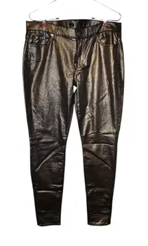 7 For All Mankind‎ Women Jeans  Skinny Leg Liquid Copper Sparkle Stretch Size 30