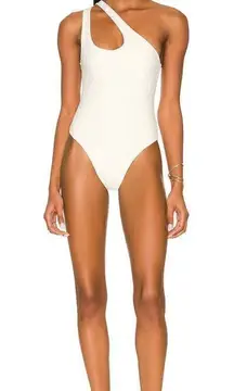 L Space Phoebe White One Shoulder One Piece Bathing Suit