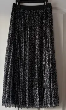 Sincerely Jules Animal Print Pleated Maxi Skirt Size S Black Boho Retro 90s Y2K