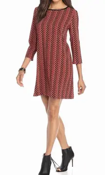 Zigzag Printed Trapeze With Faux Leather Trim