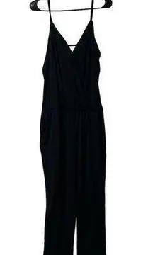 Bisou Bisou Black Full Length Sleeveless Romper Jumpsuit Pockets Basic Staple