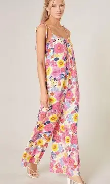 SUGARLIPS Jumpsuit Extra Small NWT Retro Floral Adjustable Straps Wide Leg