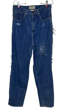 L.L. Bean Women's Jeans Natural Fit Floral Patchwork Flare‎ Leg Hi-Rise Denim 10