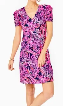 Lilly Pulitzer NEW! Aleece Dress in Low Tide Navy Flirty Fins and Feathers XXL