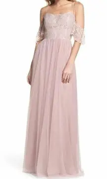 Hayley Paige Occasions Off Shoulder Lace Tule Gown