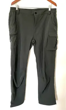 Fleece Lined Green Utility Cargo Pants Drawstring Pockets Wintercore Sz L (14)