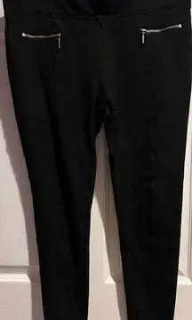 Willow & Clay Black Legging Pants 2 Front Zip Design Size Large