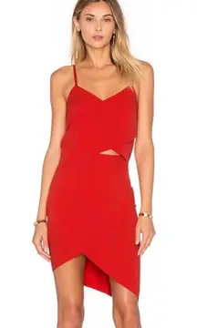 x Revolve red cutout asymmetrical Valentines Day mini dress