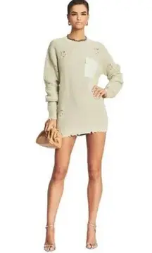 SER.O.YA | Sage Green Devin Distressed Sweater Dress Mini Chest Flap Pocket | XS