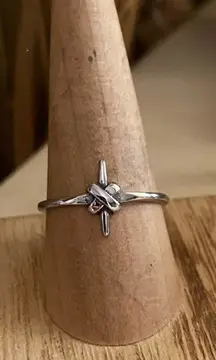 Stainless Steel Oxidized Cross Minimalist Faith Ring Size 6,9