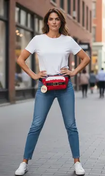 Vivitar Red Santa Belt Fanny Pack water  bottle holder crossbody bag New OS