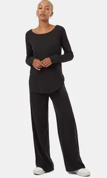 Tentree TreeWaffle Long Sleeve Waffle Knit Thermal Organic Cotton Black Small