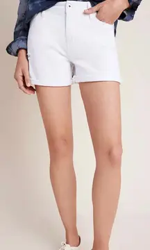 Anthropologie NWT $88  Pilcro White High-Rise Slim Boyfriend Denim Shorts 25