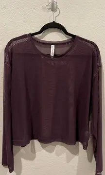 ATHLETA Sheer Long Sleeve Breathe Pullover Purple Circuit Top