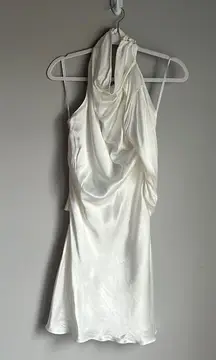 NEW DISSH AISLE WHITE SATIN BACKLESS MINI DRESS