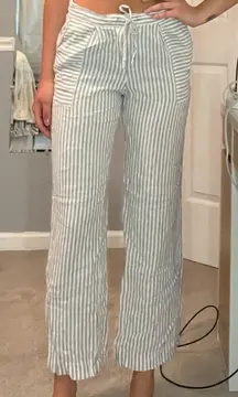 Linen Blue Striped Pants