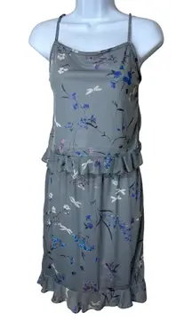 Vintage Jay Jacobs Y2K Floral Skirt Set Size M Blue Purple Ruffle Hem Sleeveless