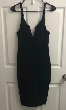 Hello Molly deep V black ribbed dress