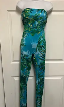 Palm Tree Strapless  Body Con Jumper