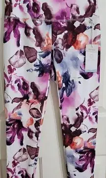 Balance Connection Purple Floral Active Leggings with Dry-wik, Sz M New