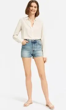 Everlane Medium Wash Blue Denim Cheeky Cut-Off Jean Shorts Women's Size 25