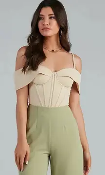 Windsor Cream Off-Shoulder Corset Top