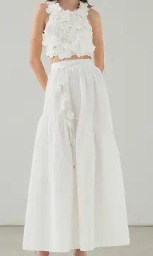 Aje Splendour White Skirt Set with Floral Details size 2, new