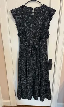 Midi Polka Dot Dress Sleeveless