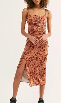 FREE PEOPLE Show Stopper‎ Midi Dress Animal Print Sz XS