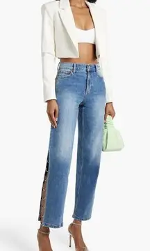 NWT Alice + Olivia Gayle crystal-embellished low-rise straight-leg jeans Size 28