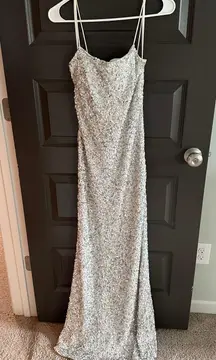 White Sequin Gown Dress