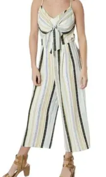 Daytrip Striped Wide Leg Jumpsuit Women's Small Multicolor Sleeveless Tie Front