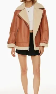 ARITZIA‎ Wilfred Free Oak Vegan Leather Shearling Jacket Sz 1 (S)