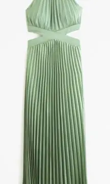 Abercrombie & Fitch The A&F Giselle High-Neck Pleated Cutout Maxi Dress $168 SL