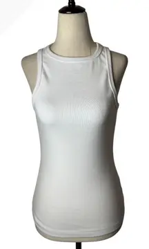 Agolde Tank Top Women Small White Rib Knit Crew Neck Athleisure Loungewear