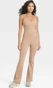 JoyLab  Women's Flare Long Bodysuit Light Brown Size XS