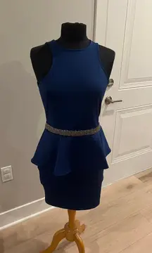 NWT Francesca’s Open Back Rhinestone Blue Cocktail Dress sz  M