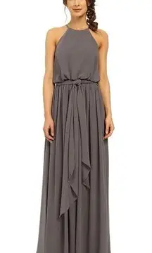 Donna Morgan Collection Alana Halter Blouson Gown Gray Women’s 6