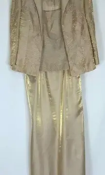 Alex Evenings Shimmering Gold 2Pc Formal Jacket & Gown Special Event Dress 8