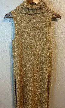 Anthropologie Women’s Brown Flowy Maxi Knit Tunic Sweater Sleeveless Size XS