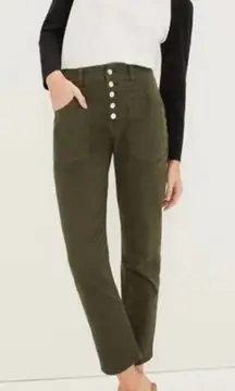 Veronica Beard Arya Straight High Rise‎ Chino Pants Army Green Cargo Sz 27
