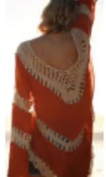 Umgee USA Boho‎ Crochet Top Women's Size Small Rust Red Orange Tunic Beachy